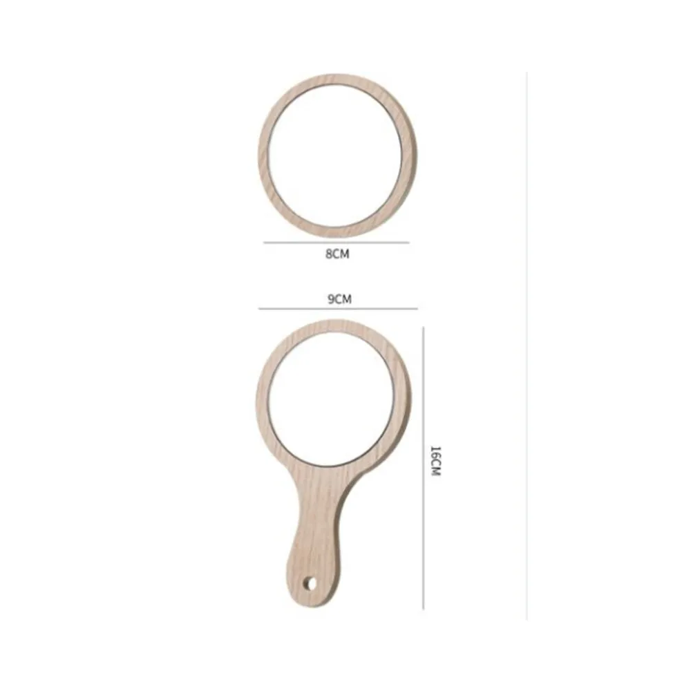 YRX S002 Hanging Makeup Mirror HD Cosmetic Wooden handle Mirror Personalized Handheld Mirror