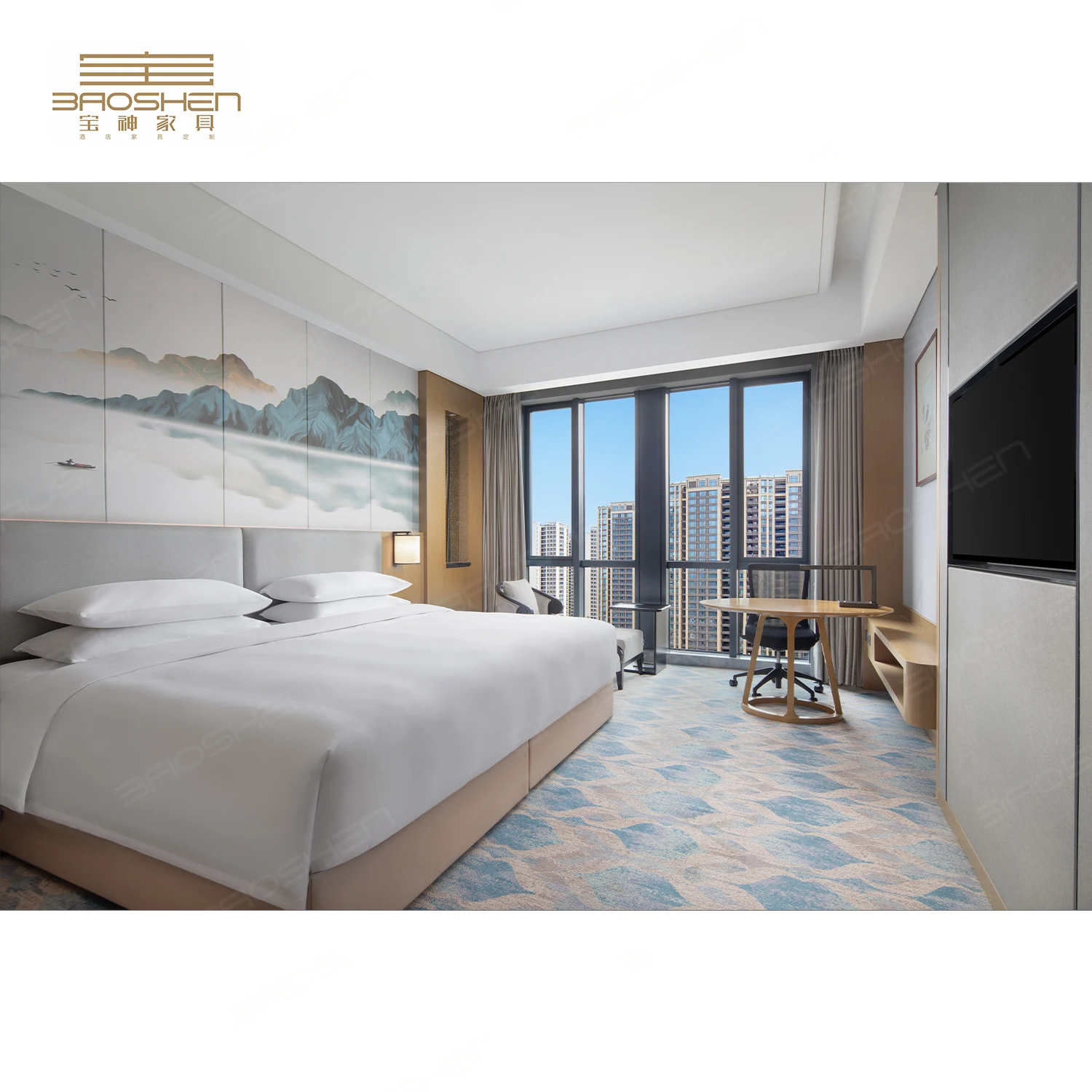 Роскошный Kimpton Hotels Project 5-звездочный гостиничный набор мебели для спальни деревянный гостевой номер квартиры