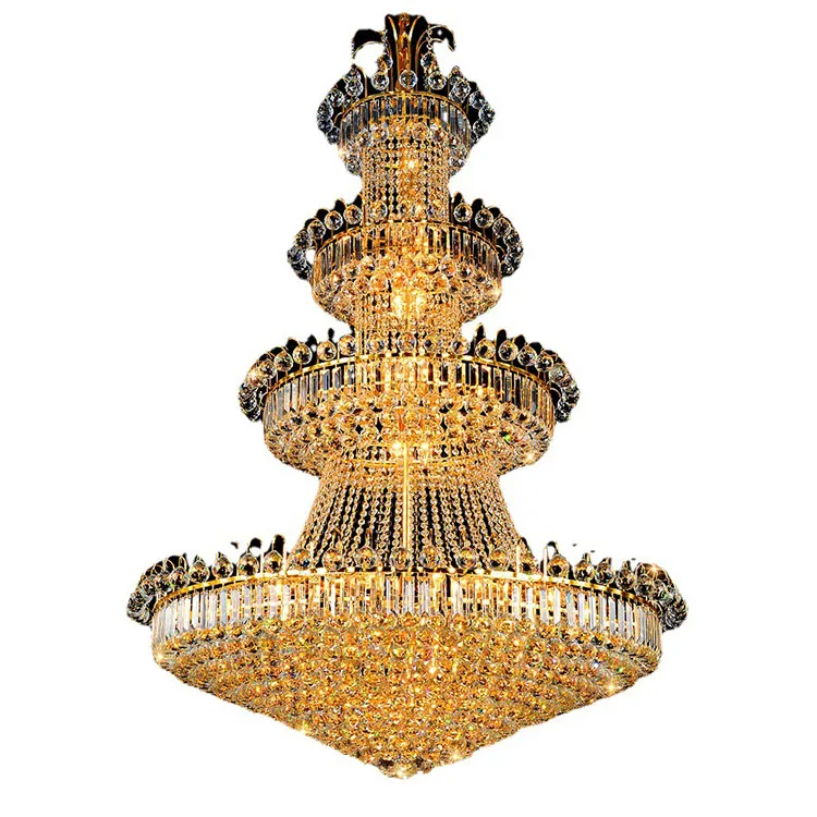 90cm stairway lighting led k9 modern luxury murano Gold four-layer crystal chandelier