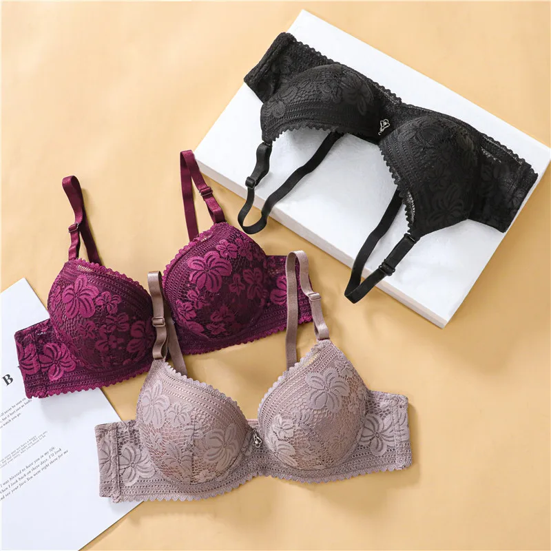 Wholesale Daily Comfort Wireless Support Bra Beautiful Lace Embroidery High Quality Cotton Bra For Women