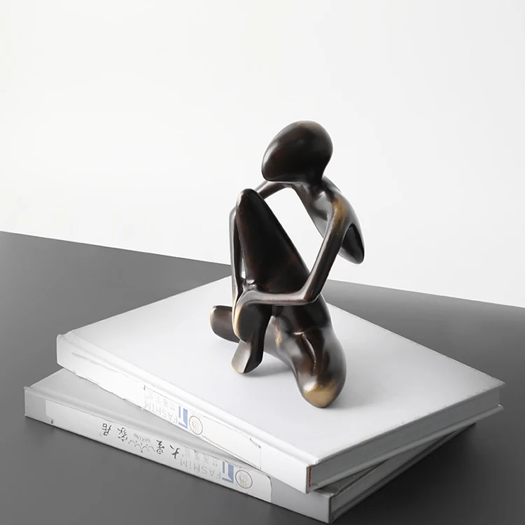 Creative office 3d deco metal decorative art crafts brass meditation figure tabletop sculpture livingroom