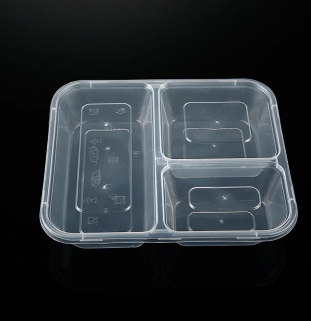 3 Compartment Lunch Box Disposable Plastic Take Away Food Packing Box Lunch