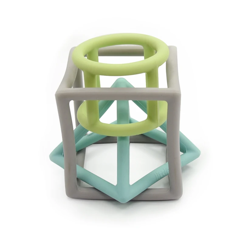 Factory  hot sales wholesale Little Rawr Non- toxic Custom Logo Natural  100%  Food Grade geometric teether set Infant Training