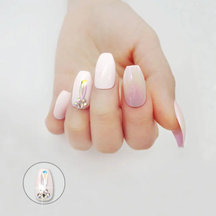 NEWAIR luxury package press on nails private label coffin shape press on nails finger nail tip glue on