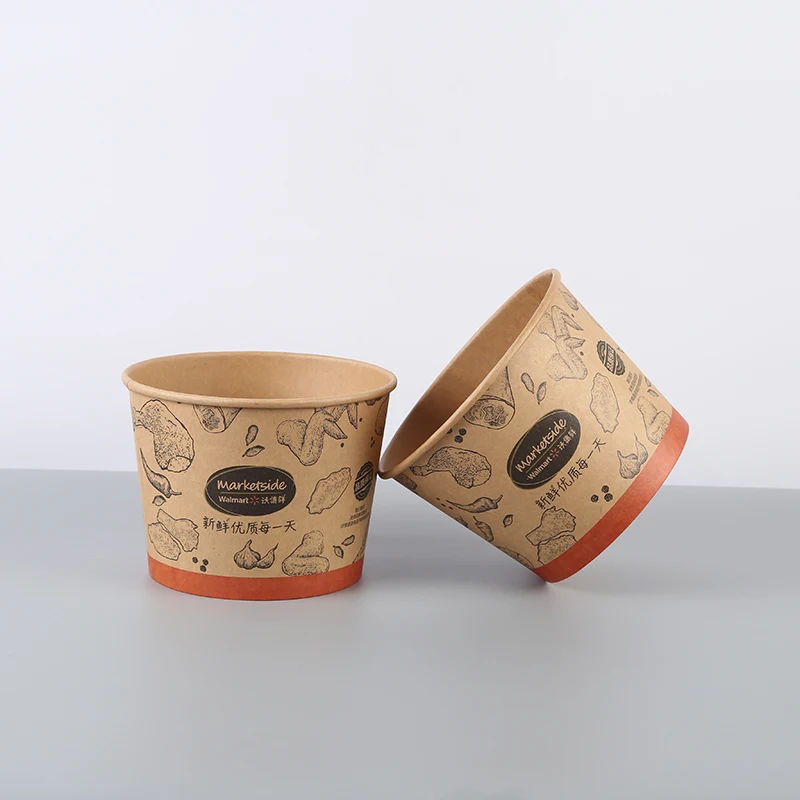 chocolate paper bucket Wholesale disposable custom takeout printed food packaging popcorn paper bucket