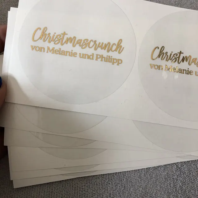 Custom Printing Transparent Roll Logo Labels Clear Waterproof Gold Foil Clear Transparent Print Round Logo Sticker Labels