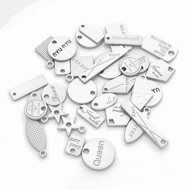 Custom Jewelry Maker Made Logo Engraved Message Cheap Metal Gold Pendant Tags Charm For Necklace Bracelet