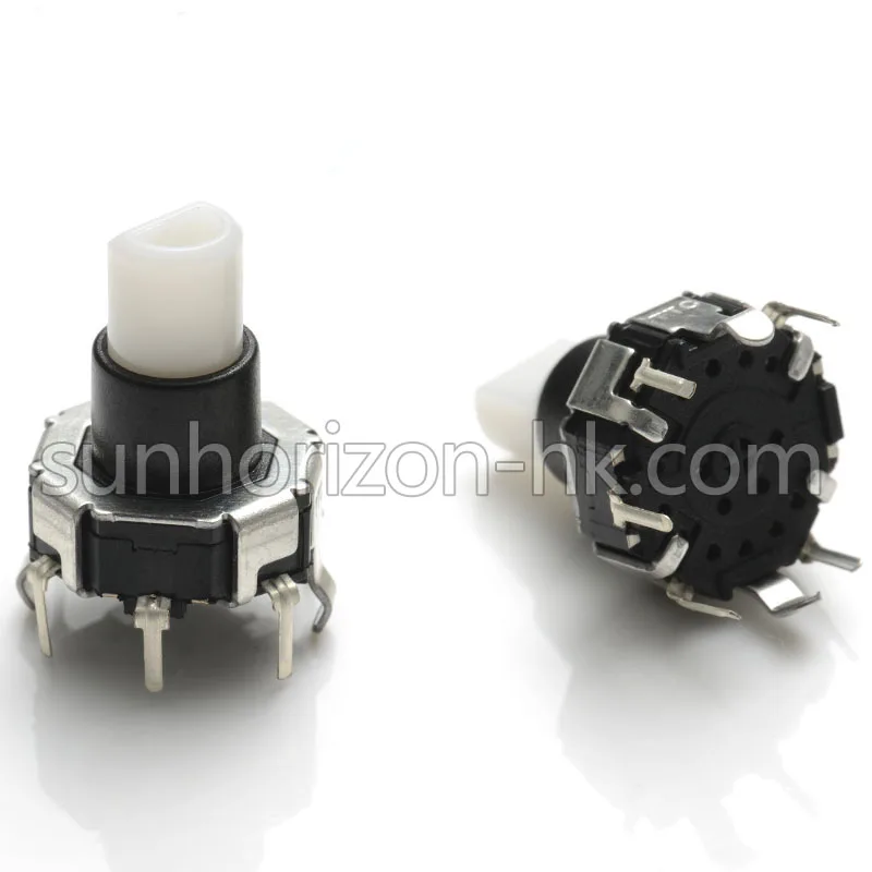 Circular 12mm plastic D-type shaft horizontal rotary encoder with press switch