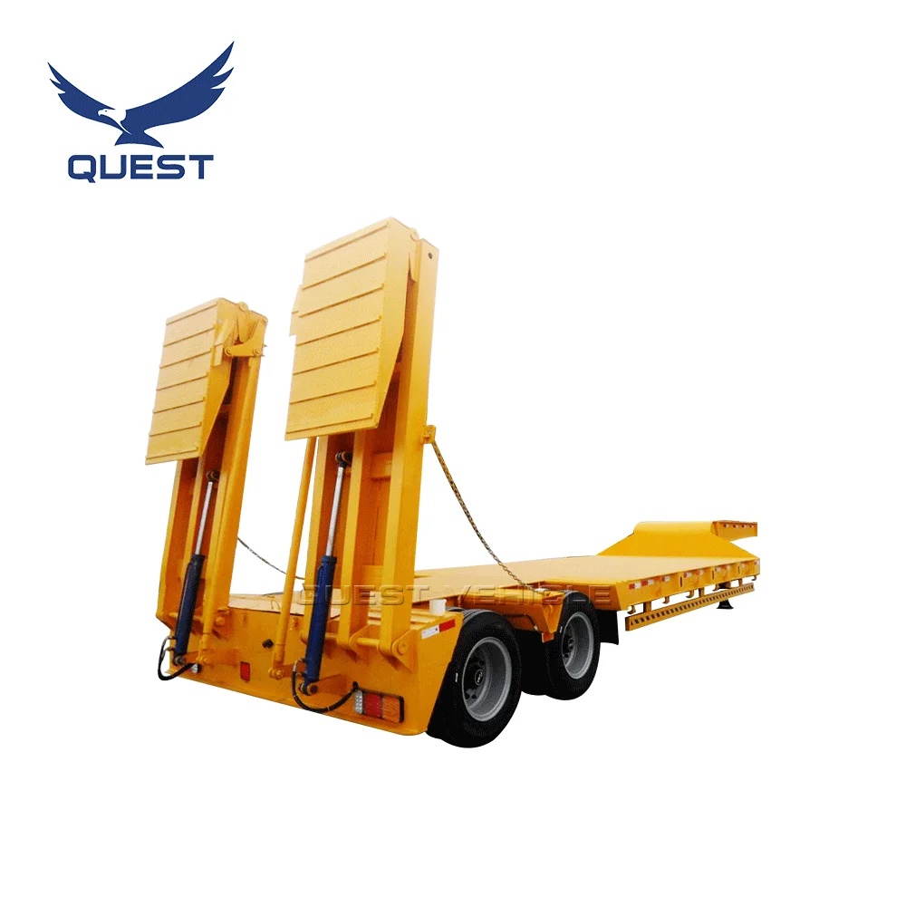 QUEST Vehicle Cheap Price 2 Axles 30-40 Tons Low Bed Semi Trailer Efficient Truck Trailer