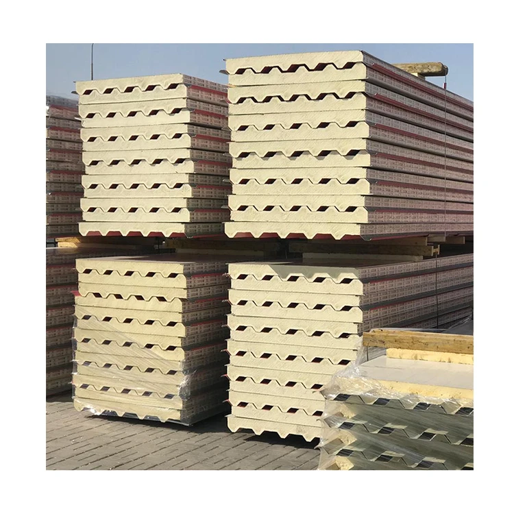 Оптовая продажа PPGI (предварительно окрашенная оцинкованная сталь) кровельные и стеновые панели Многослойные панели типа «сэндвич» с минеральной изоляцией из минеральной ваты из полиуретана (PU) Многослойные панели типа «сэндвич»