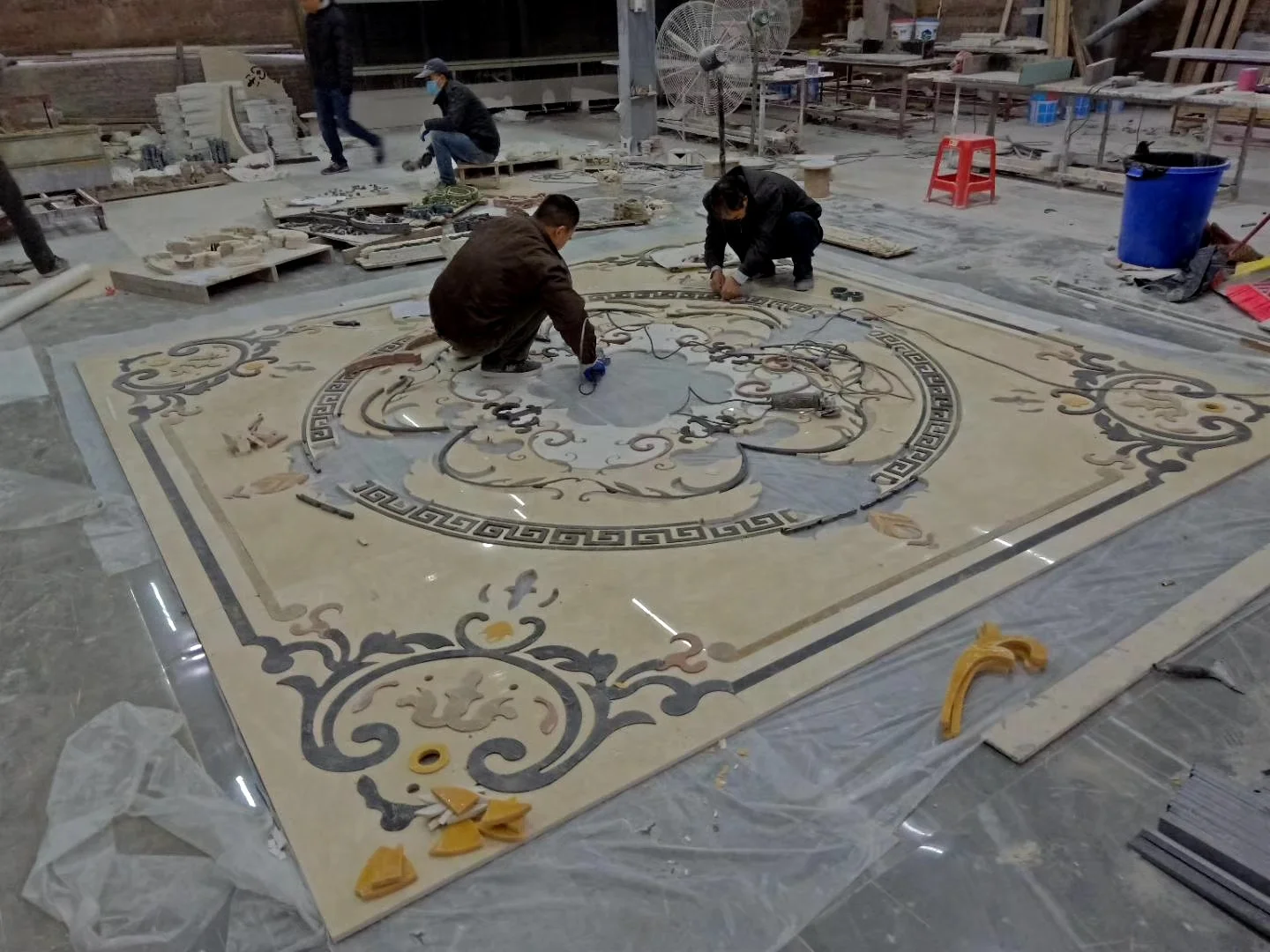 Pattern medallion, Flower water jet marble stone tiles design floor