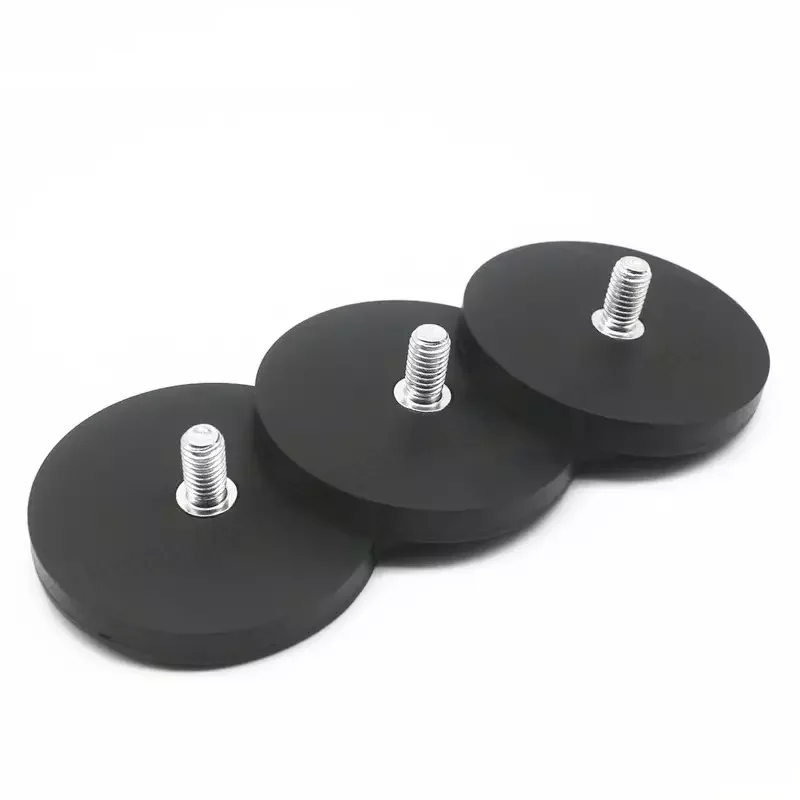 wholesale black neodymium magnet rubber coated round epoxy magnet for car