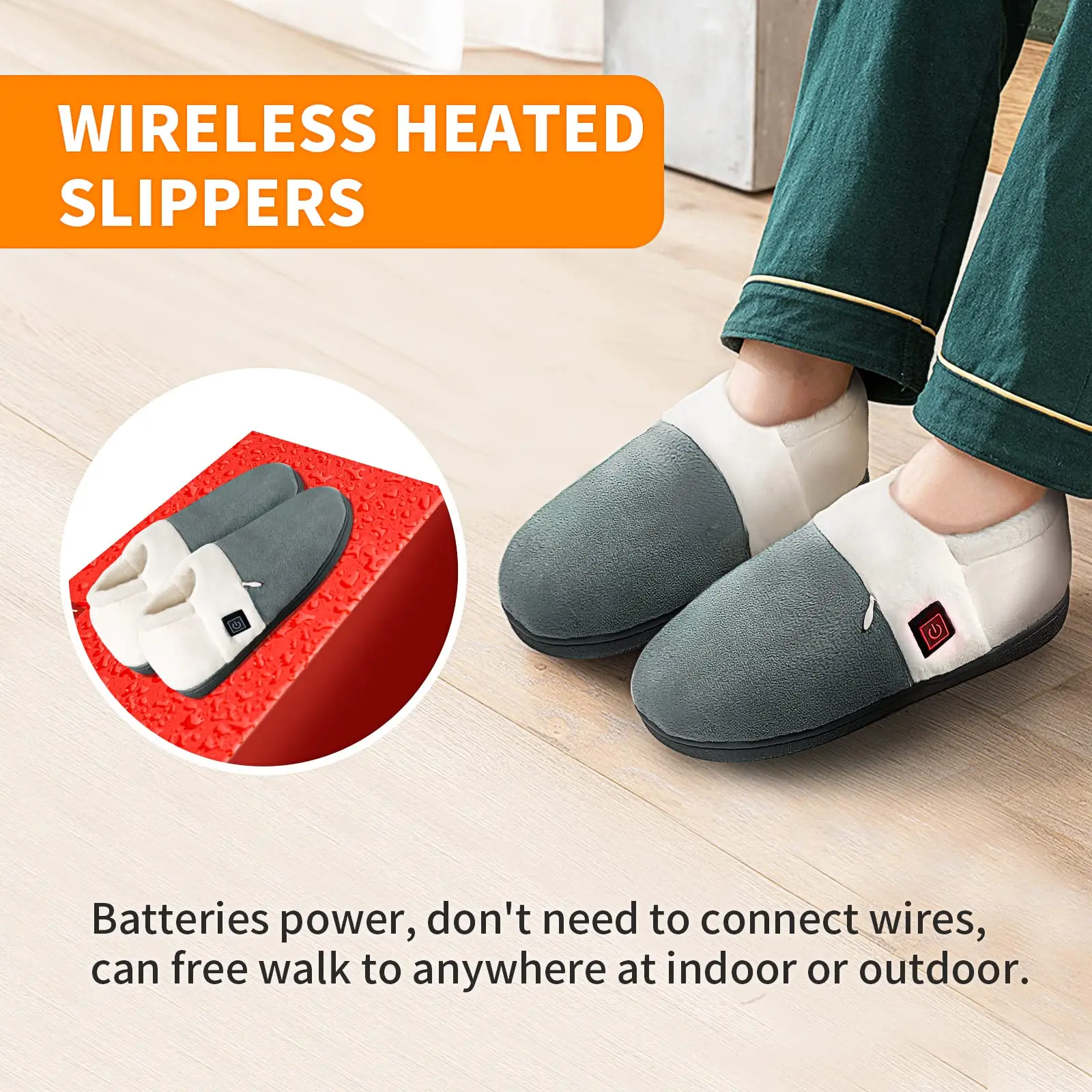 Heated Slippers Women Men Foot Warmer Shoes Non Slip Plush Breathable Wireless Electric Heating Shoe with Rechargeable Battery