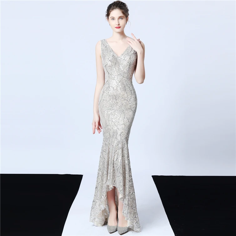 18016#Mid-Short women sequin grown off shoulder haute evening dresses short plus size dress  bridesmaid dress