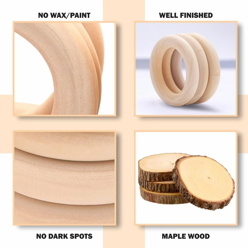 Wholesale Unfinished DIY Crafts Blank Solid Wooden Rings For Decoration