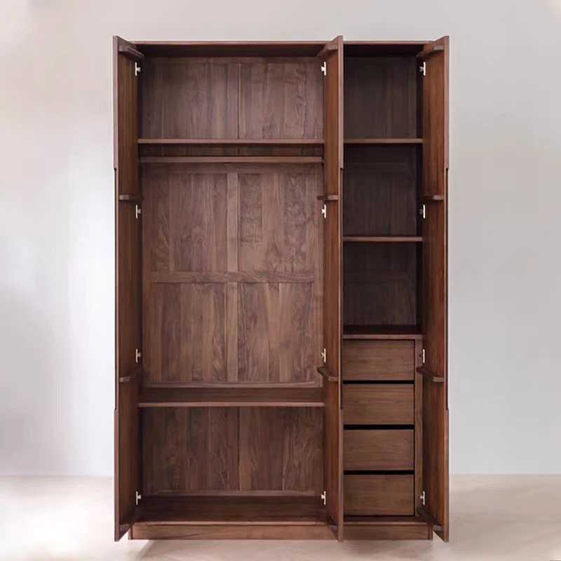 Customizable 2/3/4 multi-door solid wood wardrobe home bedroom floor wooden storage cabinet wardrobe
