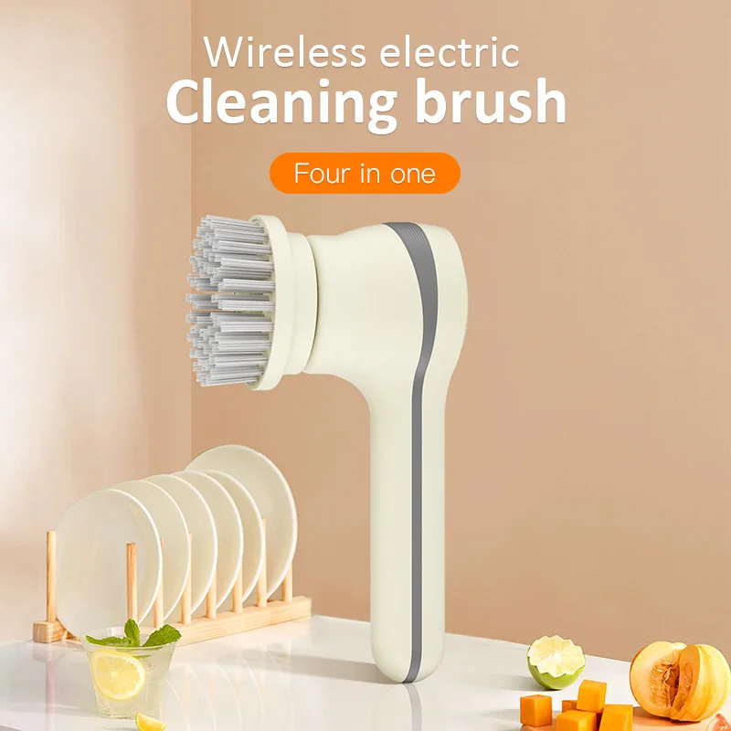 2 Gears 4 Head Brushes Microwave Oven Steam Cleaner Kitchen Refrigerator 360 Degree Rotary Spin Scrubber Cleaning Brush Sets