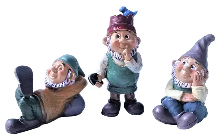 Polyresin/resin Garden Dwarf Miniature Fairy Gnome Set Tiny Sleeping Sitting Little Man Bird on Hat