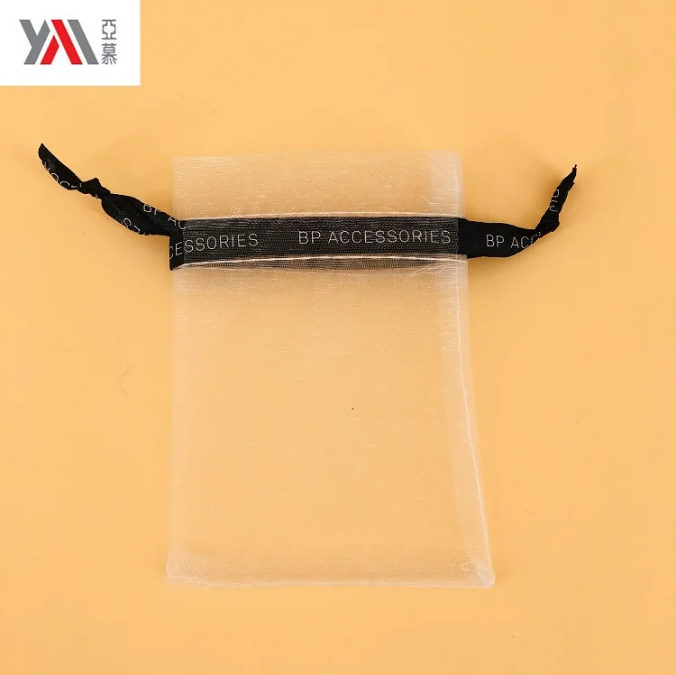 Factory direct sales transparent drawstring organza gift bag logo