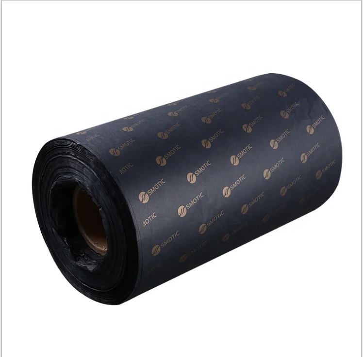 
black tissue wrapping paper with gold logo printing 
