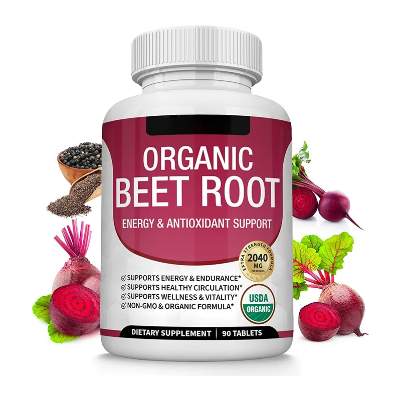 Organic Beet Root Powder Tablets  Natural Nitric Oxide Beets to Support  Energy  Black Pepper Better Absorption Non GMO