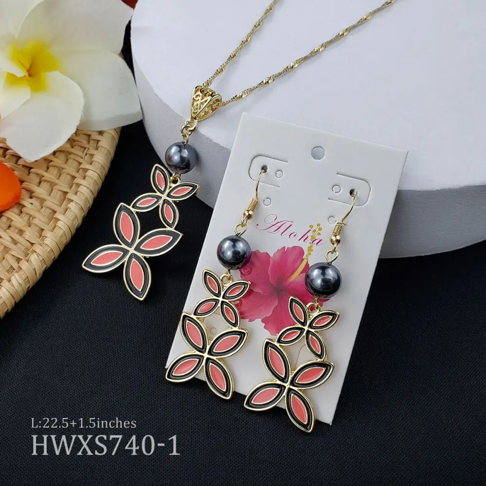 Stock Hawaiian Costume Jewelry Hawaiian Jewelry Set  Pearl For Women Girls