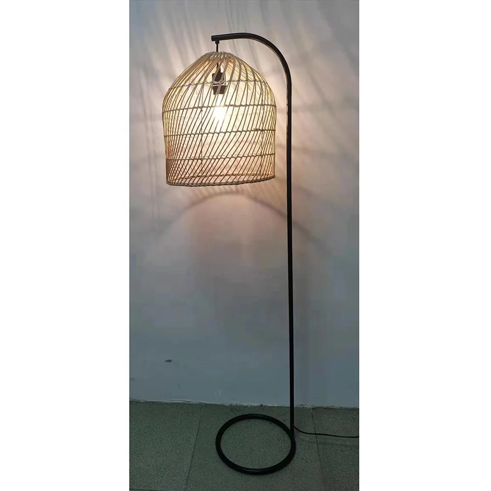 Natural Woven Rattan Shade Table Lamp Hand Woven Rattan Lampshade Desk Lamp  for Home Decoration