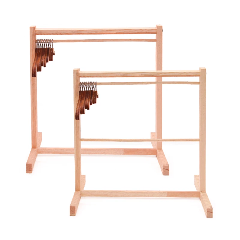 Wholesale wooden doll clothes mini hanger stand accessories multiple size 20cm 30cm wood reborn dolls clothes stand