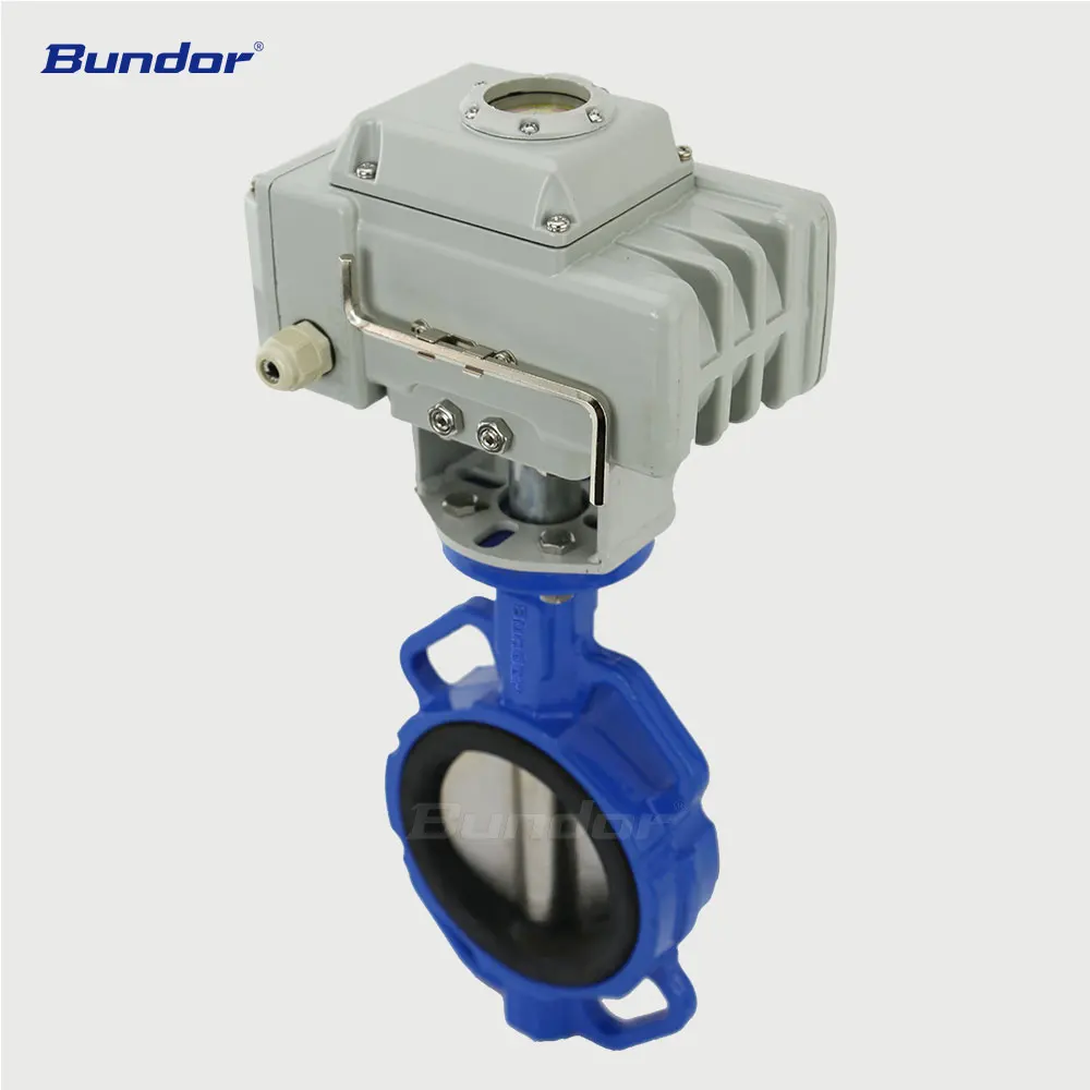 Bundor 380V DN50~1200 Cast Iron Ductile Steel Wafer Electric Butterfly