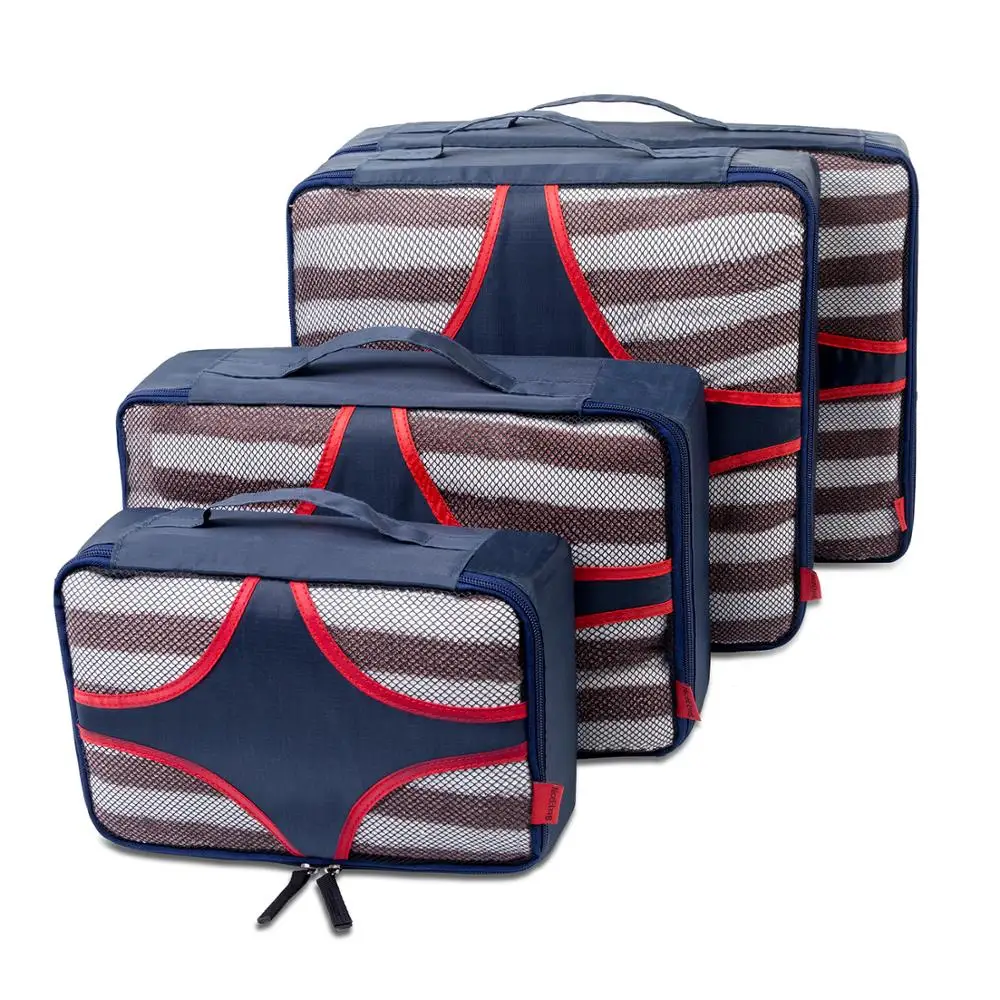 Packing Cubes 4 Set Travel Luggage Organizers with Durable Laundry Bag