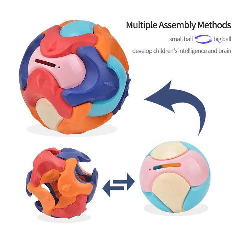 Building Block Toy Creative Ball Assembly Disassembling Toy Ball Toddler Kids Montessori Toy Piggy Bank Maze Ball