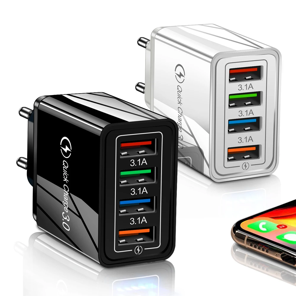 High speed QC 3.0 4 port c type smart phone travel charger adapter In Stock shipping
