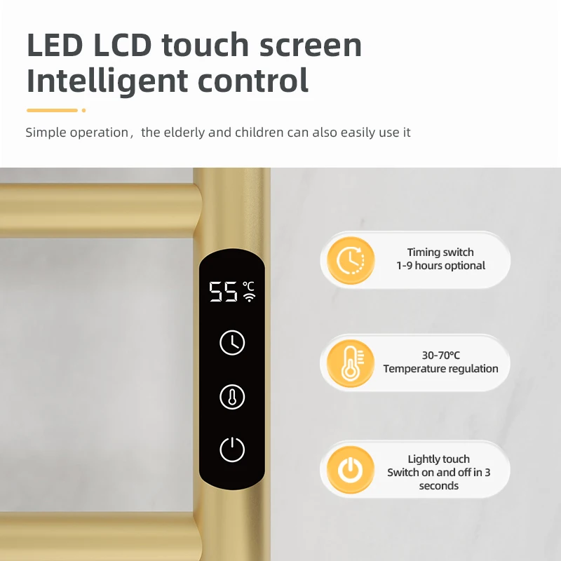 Hotel Home Bathroom Electric Tower Rail Heaters Smart Control Towel Warmers