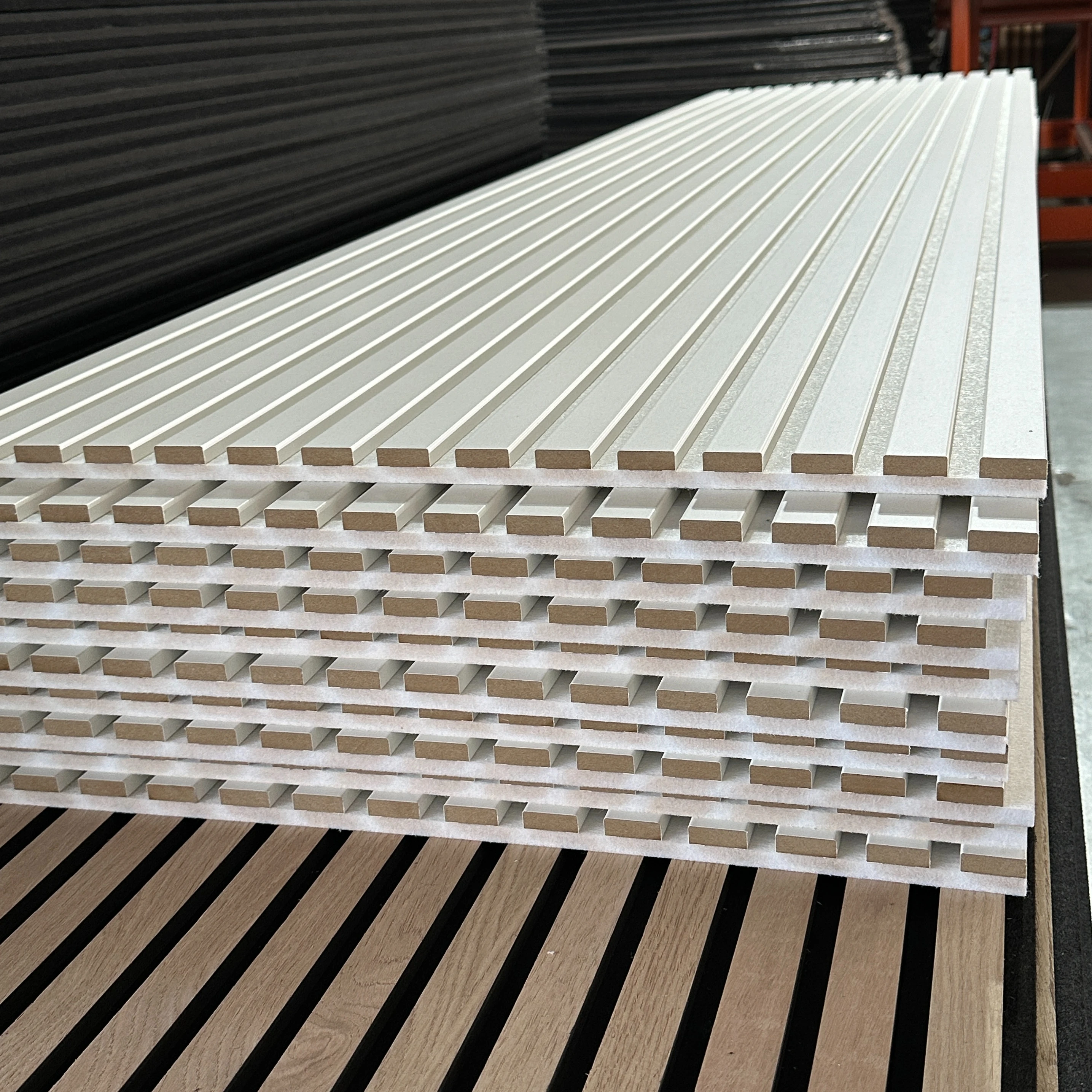 KASARO Wrapped Mdf Soundproofing Panel Acoustic Slat Wall Panel Wood Acoustic Cladding Panel