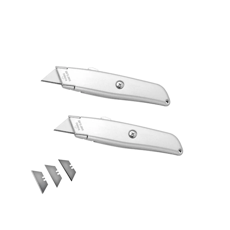 Professional zinc alloy utility retractable safe carton box cutter heavy duty utility carpet knife