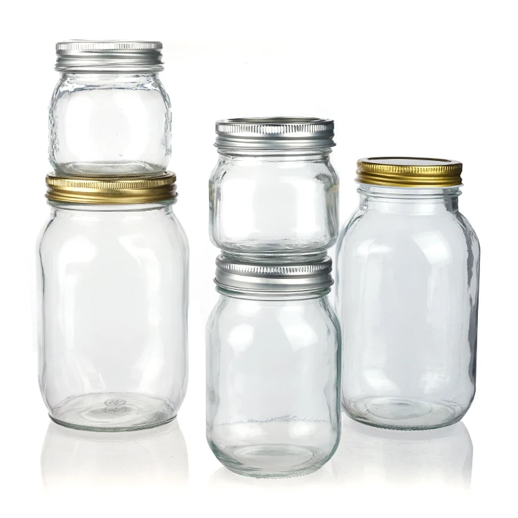 Custom Logo 16oz 8oz 32oz Manufacturer Embossed  Storage Bottle 16oz Glass Jar With Tinplate Lid
