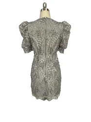 Modern style simple lady fashion temperament tulle gray pattern evening dress