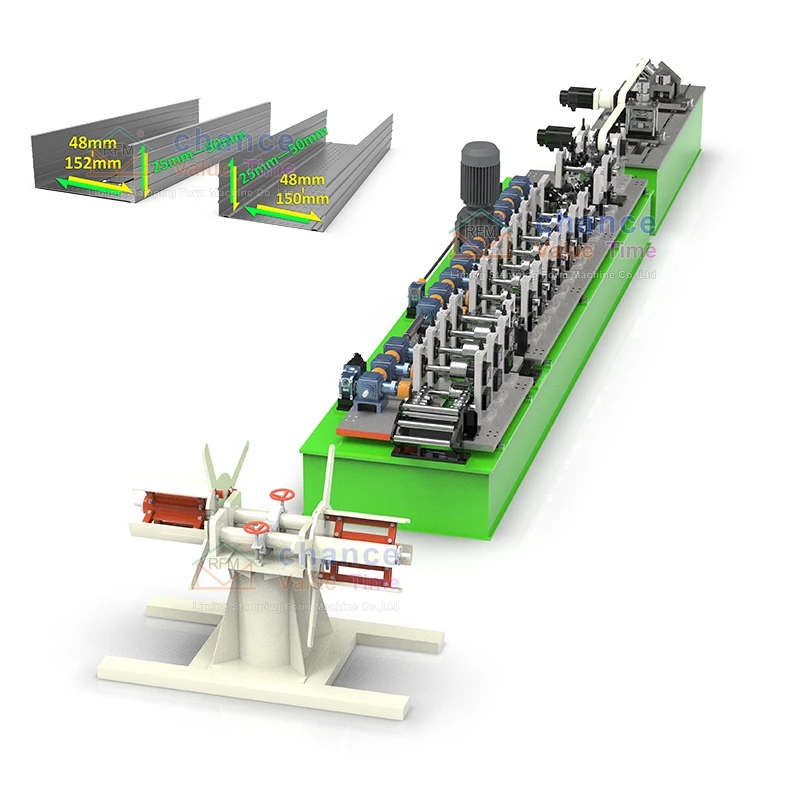 Fully Automatic Model Change and Size Adjustment Stud and Track Making Machine
