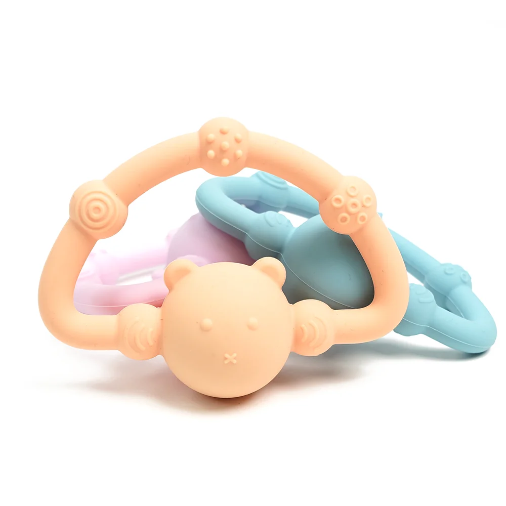 Cute Animals Shape Baby Silicone Teether Teething Biting Baby Rattle Toy Handbell Toy
