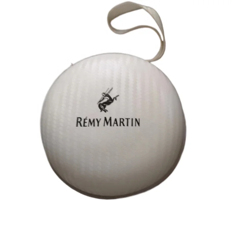 OEM handle white round zipper Carbon fiber eva Travel tea set portable box Bag for Remy Martin cognac brand promotion