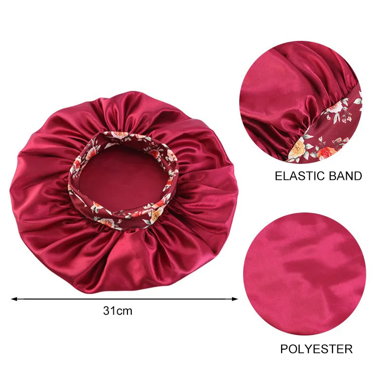 Wholesale Luxury Ladies Silk New Designer Bonnets Custom Logo Printed Fedora Sleep Hair Hats Women Wraps Silk Hair Bonnet