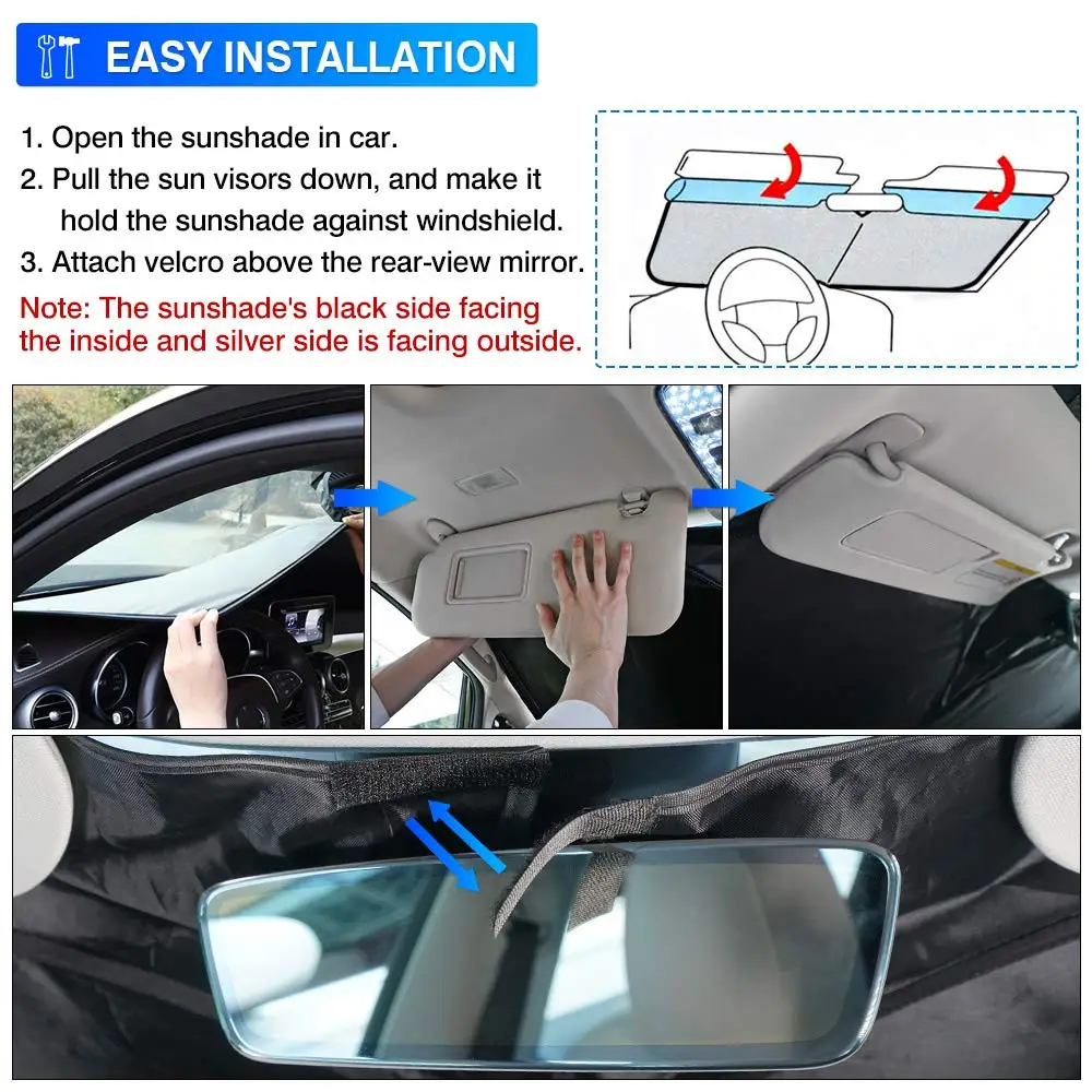 QEEPEI Windshield Sun Shade for Toyota RAV4 2019-2023 Window Shade Sun Visor Cover Foldable Blocks UV Rays Keep Your Car Cooler
