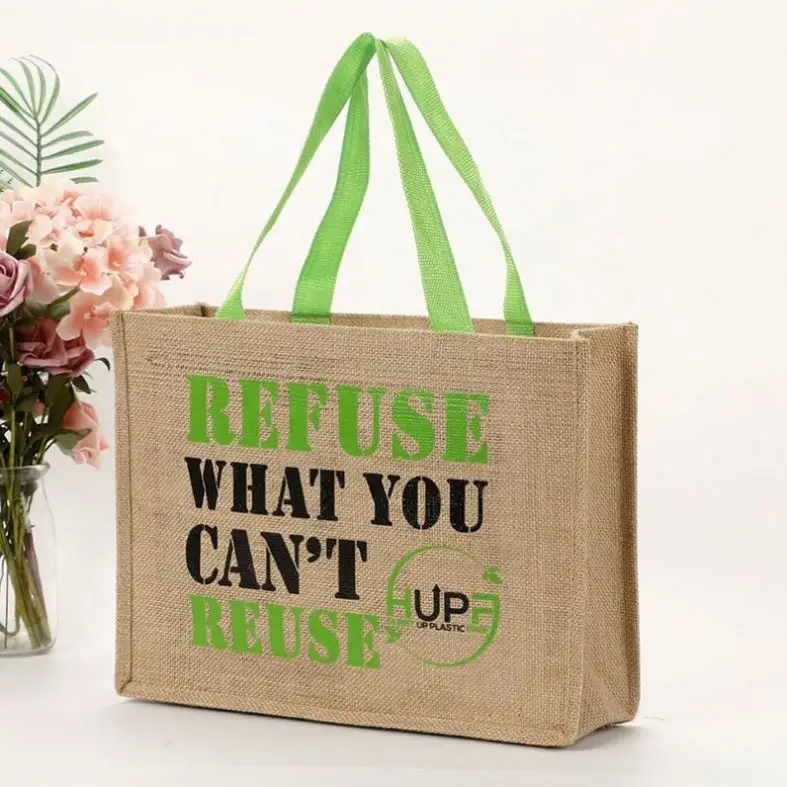 Cheap Hessian Jute Bag/ Custom Logo Printed Burlap Jute Tote Bag/ Eco Reusable Jute Bag Promotional