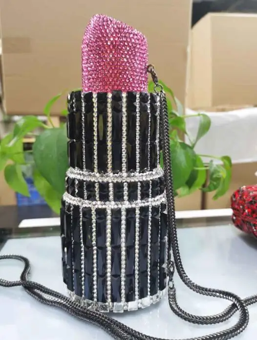  Wholesale Luxury Hot Sale Rhinestone Clutch Crystal Purses Evening Bags Handbag Wedding Diamond Lipstick