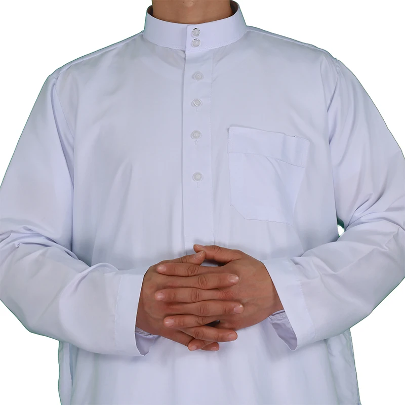 wholesale islamic men white clothing thobe arab design daffah thobe
