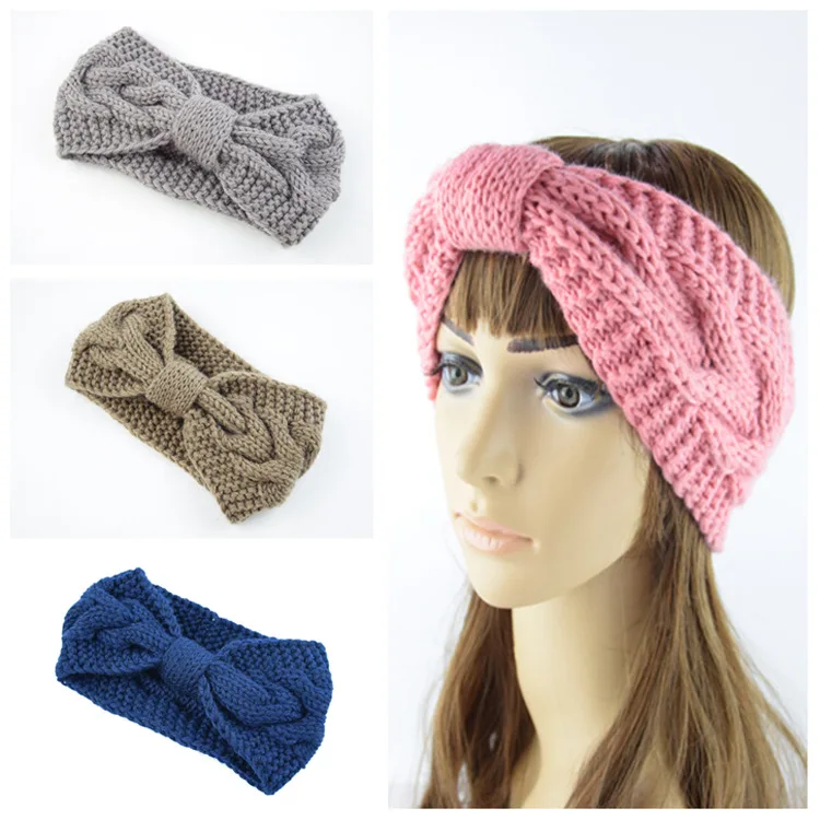 Winter Beauty Fashion Colorful Flower Crochet Knit Knitted Headwrap Headband Ear Warmer Hair Band Women Crochet Bow Headwrap