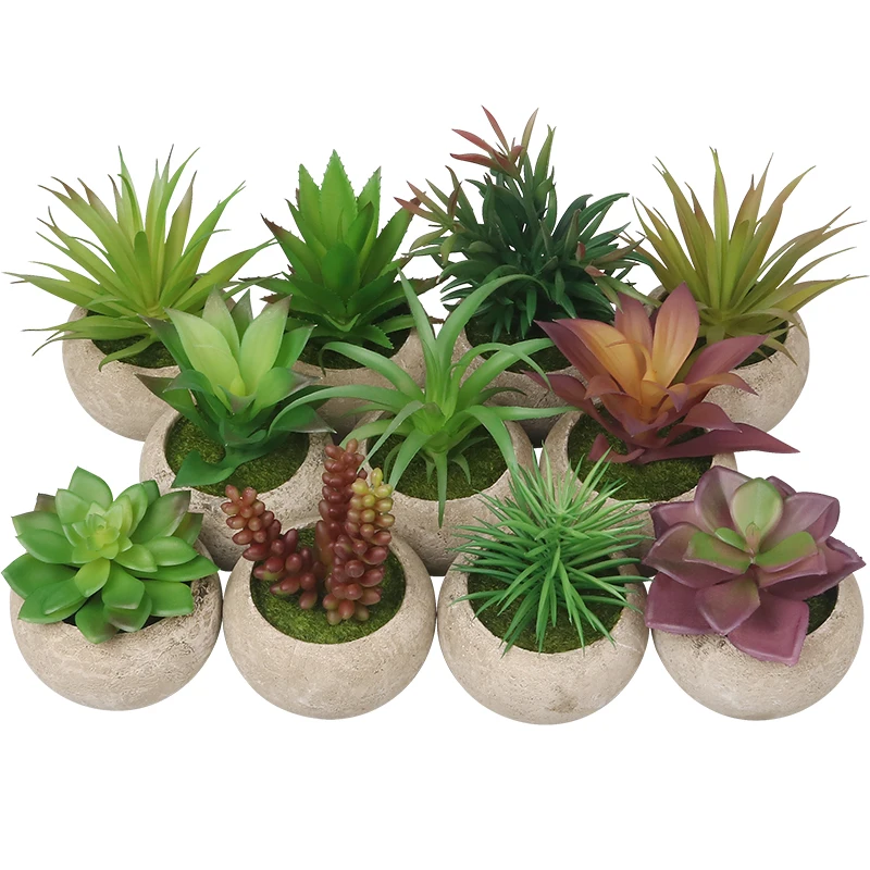 ES1338 High-quality Indoor Artificial Succulent Grass Plastic Plants With Pots Simulated Floral For Decoration