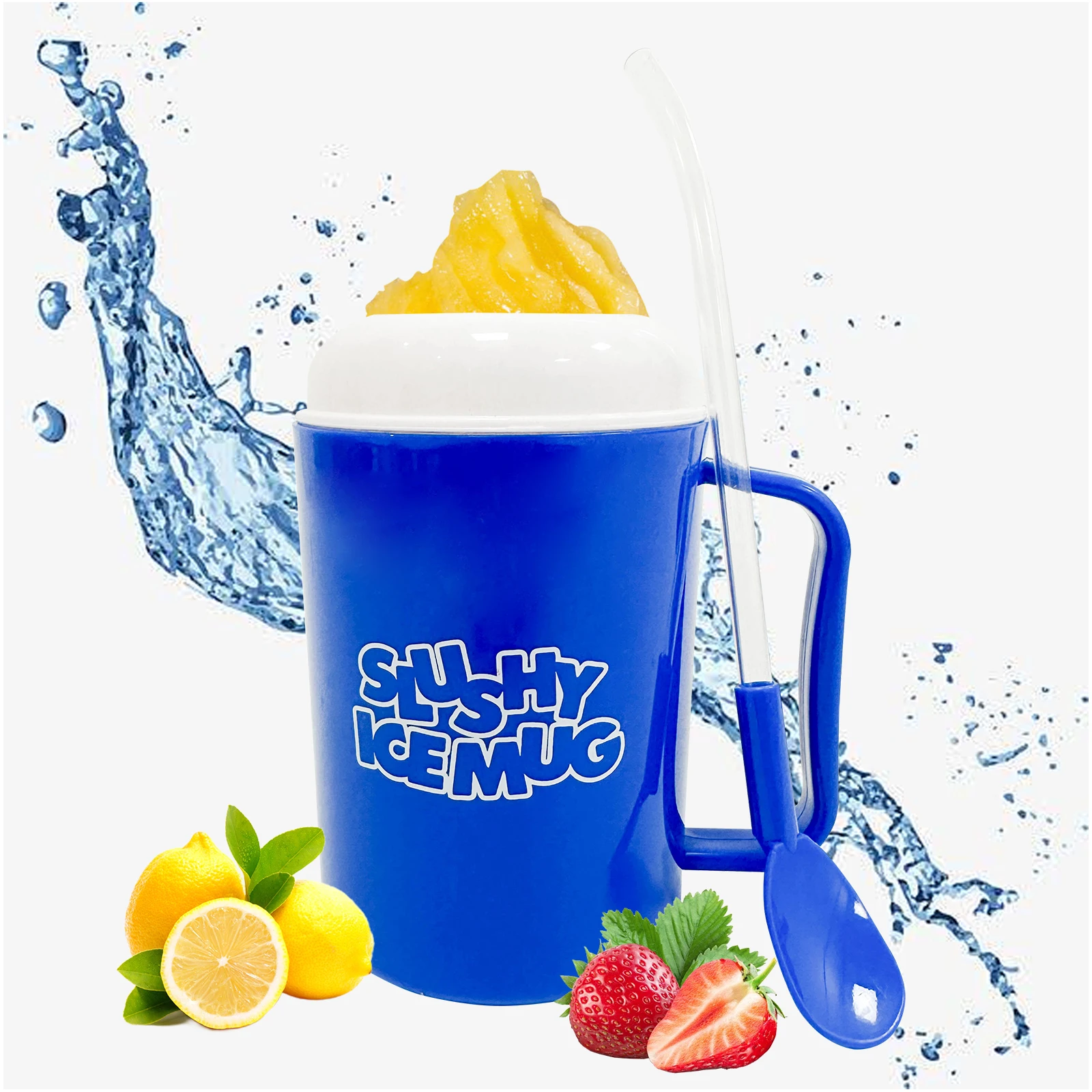 Wholesale Magic Ice maker Home DIY Smoothie Ice Cream Maker Cup Plastic Reusable Slushie Mug with Lid and Straw