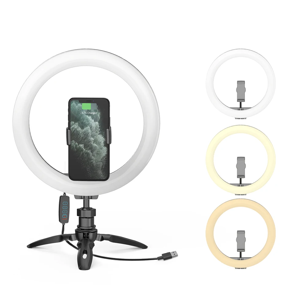 
Led With Stand Makeup Tripod Fill Rgb Phone Table 6 8 10 Inch Of Portable Circle Holder Big Desktop Beauty O Ring Light 