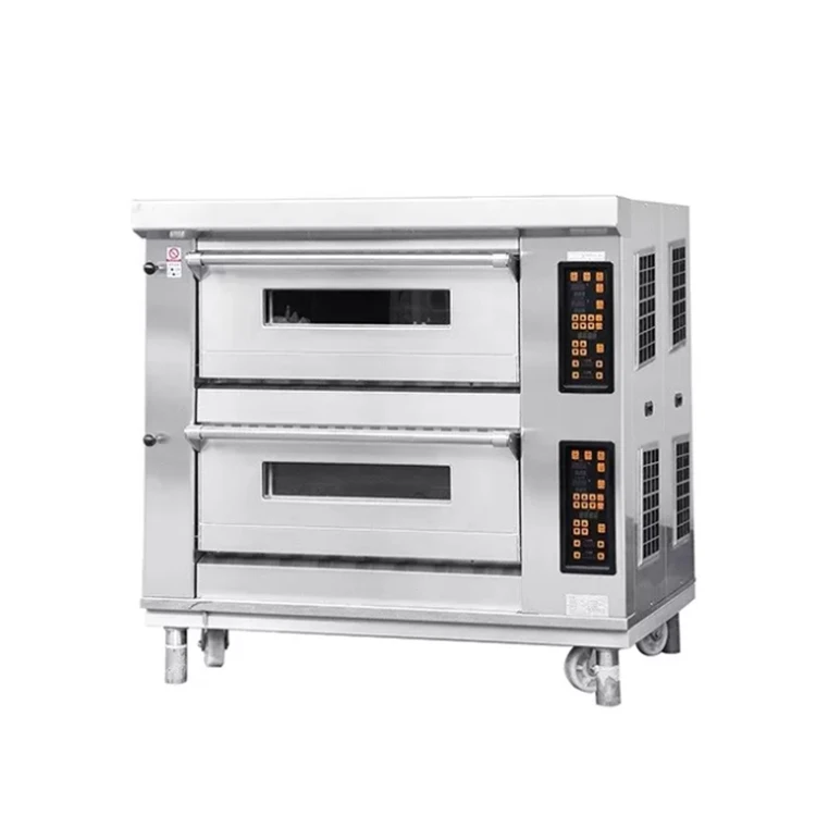 Custom 6 Layer 40x60cm Bakery Equipment 2 Deck Commercial Gas Baking Deck Oven Machine With Steam Stone
